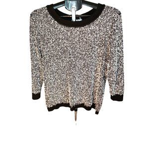 Calvin Klein Black And White Lightweight Pull Over Sweater With Black Accents